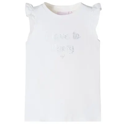 Tricou pentru copii cu mâneci cu volan, alb, 104