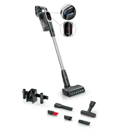 Aspirator vertical Bosch Unlimited 9 BCS931GAC, Recipient 0.4 l, 18 V, Autonomie 60 min, 3 moduri curatare, Sistem anti-incalcire (Negru)