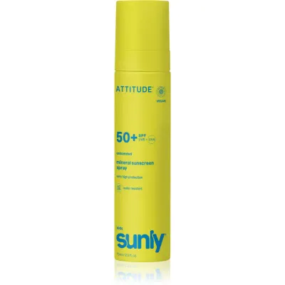 Attitude Sunly Kids Mineral Sunscreen Spray SPF 50+ spray autobronzant cu minerale fara parfum SPF 50+ 75 ml