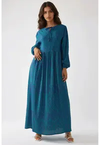 Rochie A - imprimeu - guler rotund - textil