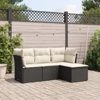 Gossi set mobilier de gradina cu perne, 4 piese, negru, poliratan