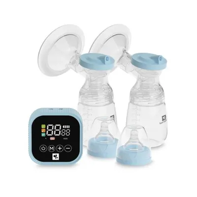 Pompa de san electrica dubla, Lorelli Eva, 4 moduri de operare, 2 sesiuni simultan, functie masaj, 9 niveluri de aspiratie, 180 ml x 2, Blue