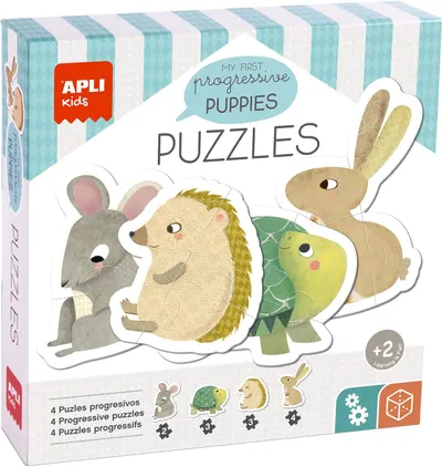 Puzzle-uri progresive 4 în 1 Apli Kids - Animale sălbatice