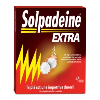 Solpadeine Extra 500 mg/12,8 mg/30 mg, Perrigo | 16 comprimate efervescente