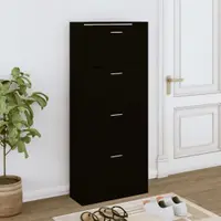 Gossi pantofar, negru, 63x24x147 cm, lemn compozit