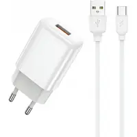 Incarcator Retea Cu Cablu USB-C Prestico F9S, 12W, 2.4A, 1 x USB-A, Alb