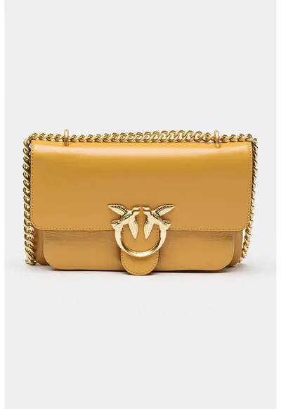 Geanta crossbody de piele cu bareta din lant - Portocaliu persan
