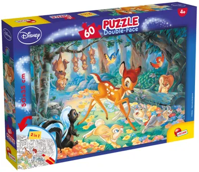 Puzzle cu două fețe Lisciani de colorat din 60 piese - Bambi
