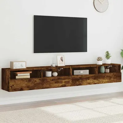 vidaXL Dulapuri TV de perete 2 buc. stejar fumuriu 100x30x30 cm lemn