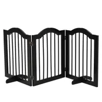 PawHut Barieră Pliabilă pentru Câini din Lemn, 3 Secțiuni, 154,5x29,5x61 cm, Negru | Aosom Romania