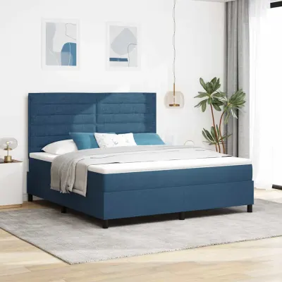 vidaXL Pat cu arcuri cu saltea cu led albastru 180 x 200 cm țesătură