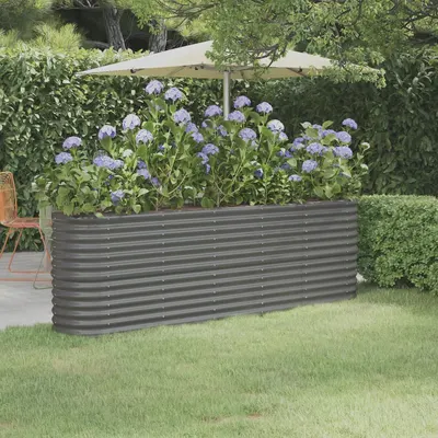 vidaXL Strat înălțat grădină gri 224x40x68cm oțel galvanizat
