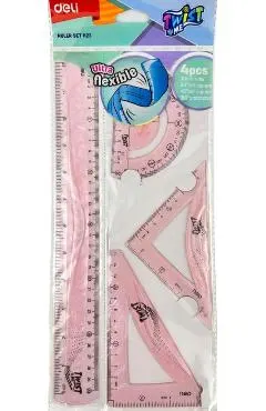 Set de geometrie flexibil, 4 piese. Roz