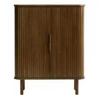 Dulap maro cu aspect de lemn de stejar cu ușă glisantă 113x90 cm Cavo – Unique Furniture