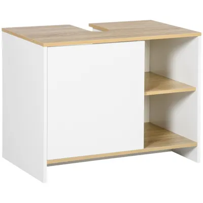 Kleankin Dulap pentru lavoar pentru baie, 77x45x60cm, alb si lemn| AOSOM RO | Aosom Romania