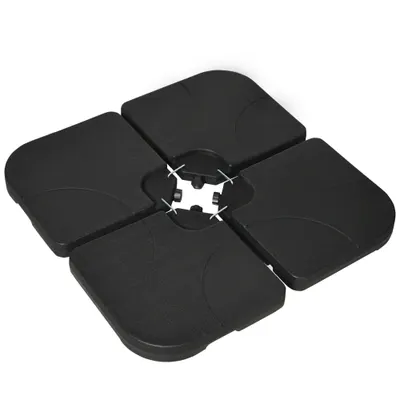 Outsunny Bază Umbrelă 4 Piese HDPE, Umplere cu Apă/Nisip, Suport Umbrelă cu Conectori, 104x104x7.5 cm, Negru | Aosom Romania