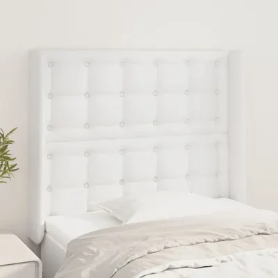 vidaXL Tăblie de pat cu aripioare, alb, 83x16x118/128 cm, piele eco