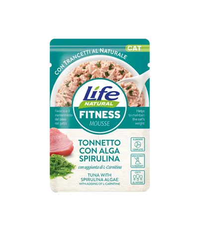 Hrana Umeda Pisici, Life Natural Fitness Mousse Ton si Alge cu Spirulina, 70 g