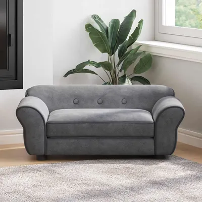 vidaXL Canapea pentru câini, gri, 72x45x30 cm, pluș