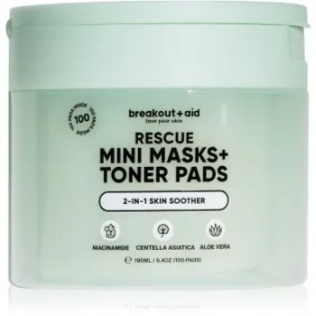 breakout + aid Mini Masks+Toner Pads Rescue dischete de tonifiere pentru netezirea pielii