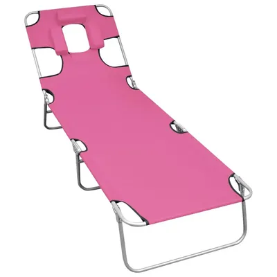Gossi Șezlong pliabil cu tetiera, roz magenta, otel