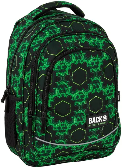 Ghiozdan școlar BackUp X - Green Molecules, cu 2 compartimente