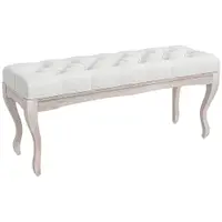 HOMCOM Bancă pentru Capătul Patului cu Înveliș Textil Aspect de In, Bancă Capitonată, 110x37x49 cm, Alb Crem | Aosom Romania