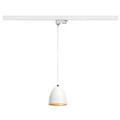Iluminat decorativ pe sina, PARA CONE 14 Senile GU10, pandantiv alb pentru 240V track 3 faze, QPAR51, rotund, alb / auriu, Ø 13,3 cm, inclusiv. adaptor 3 faze, alb