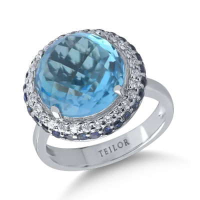 Inel din aur alb cu pietre pretioase si semipretioase de 9.6ct