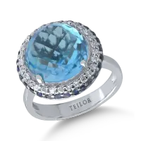 Inel din aur alb cu pietre pretioase si semipretioase de 9.6ct