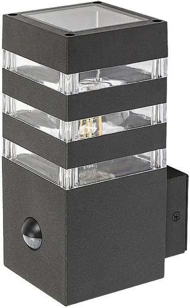 Aplică de exterior cu senzor Rabalux - Ankara 77025, IP 44, E 27, 1 x 12 W max, 230 V, antracit