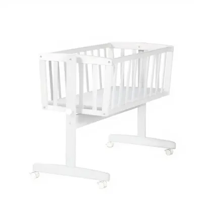 Pătuț leagăn alb cu roți 40x90 cm – Roba