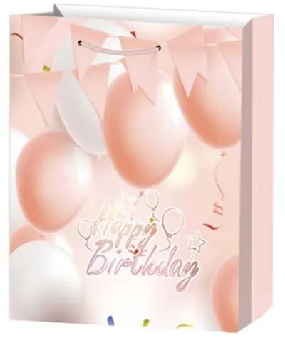 Pungă de cadou Happy Birthday - 26 х 32 х 10 cm, piersică