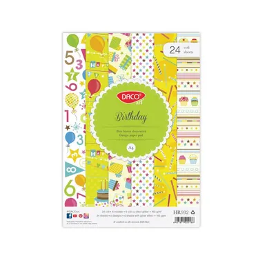 Hartie decorativa A4 - 24 Coli - Birthday