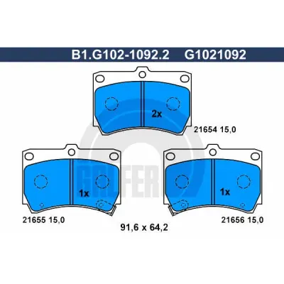 Set placute frana, frana disc GALFER B1.G102-1092.2