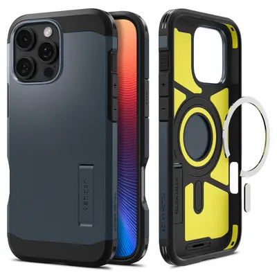 Husa MagSafe pentru Apple iPhone 16 Pro Max, Spigen, Tough Armor, Albastra ACS08014