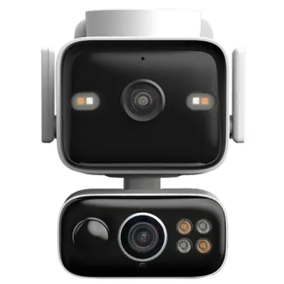 Solar-Powered Dual-Lens Pan/Tilt Cam kit, 1/2.7" CMOS Starlight Sensor, night mode IR-Mode/Full-Color Mode, Pan Mechanical Range