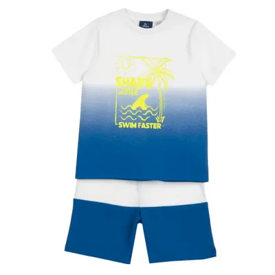 Costum plaja copii Chicco, tricou si pantaloni, albastru, 01223-70MC