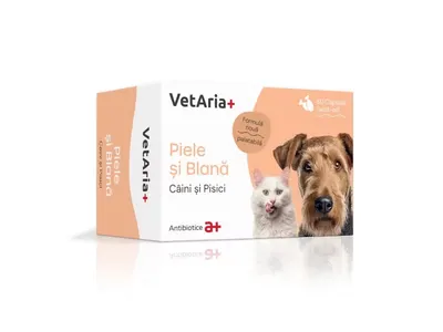 VetAria+ Piele si Blana Caini si Pisici 60 capsule Twist-off