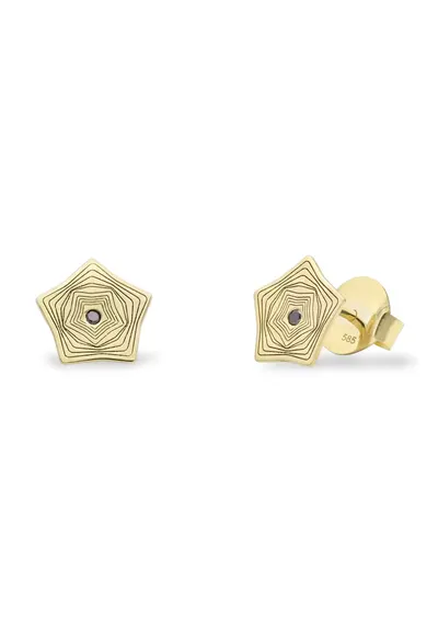 Cercei mini NORTHERN LIGHTS cu diamante negre - aur 14K
