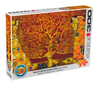 Puzzle cu efect 3D Eurographics din 300 de piese - Copacul vieții de Klimt