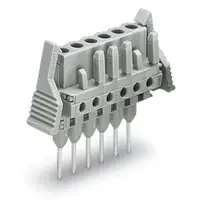 Female connector for rail-mount terminal blocks; 0.6 x 1 mm pins; straight; Locking lever; Pin spacing 5 mm; 19-pole; gray