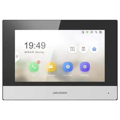 Monitor videointerfon Touch Screen TFT LCD 7 inch, conectare 2 fire, Wifi HIKVISION DS-KH6320Y-WTE2