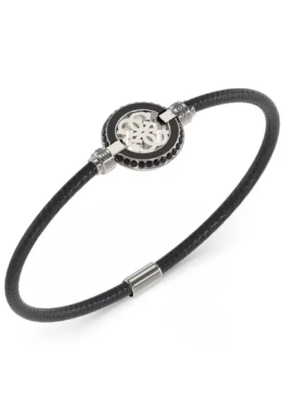 Bratara Regata cu snur si cristale JUMB04425JWSTBK - Negru - Argintiu