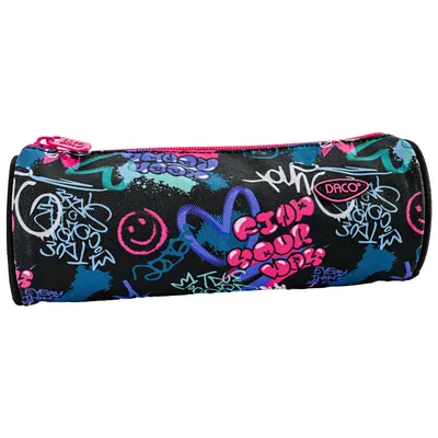 Penar tip etui, 1 fermoar, 21x7x7cm, Grafitti, PE701, Daco