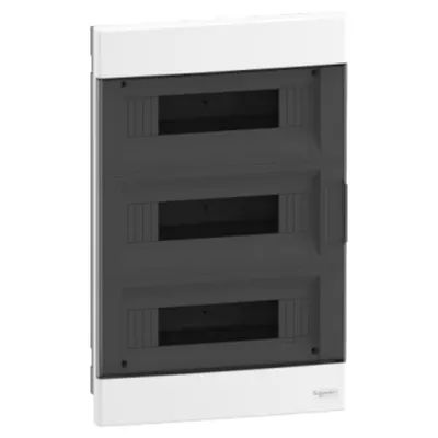 Easy9EU, Cofret cu montaj incastrat, 3x12 Module, usa fumurie, cu 2 blocuri terminale