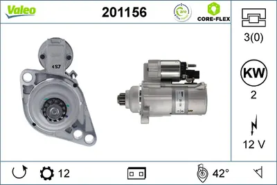 Electromotor (12v, 2kw) Potrivit Audi A1, A3; Seat Altea, Altea Xl, Ibiza Iv, Ibiza Iv Sc, Ibiza Iv St, Leon, Toledo Iv; Skoda Fabia Ii, Octavia Ii, Rapid, Roomster 1.2-2.0d 01.05