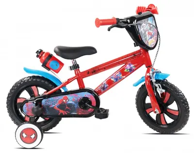 Bicicleta pentru copii Denver Spiderman 12 inch, frana de mana pe ambele roti, claxon, aparatoare noroi fata si spate, roti cauciuc Eva
