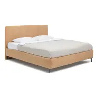 Pat matrimonial galben muștar tapițat cu somieră 180x200 cm Noira Slim – Bonami Selection