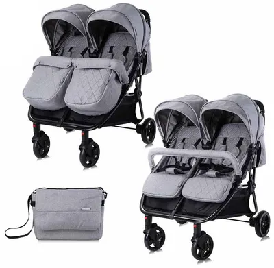 Cărucior pentru gemeni Lorelli - Duo, Cool grey